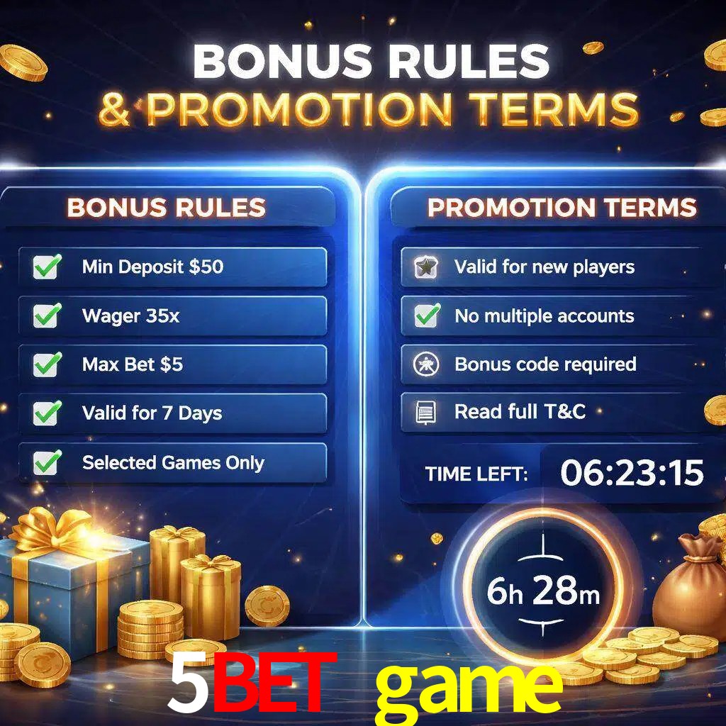 Reglas de promoción 5bet game y condiciones de bonos explicadas visualmente